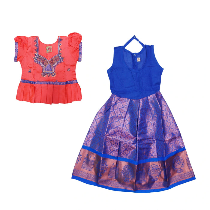 Pattu Pavadai Sattai Pair | Size 26 - 28/ Traditional Dress/ Skirt And Top For Baby Girls/ Assorted Colour