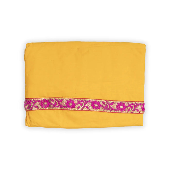 Readymade Panchakacham | Mango Yellow Colour Panchakajam/ Embroidery Border & Cotton Dhoti For Festive Occasions