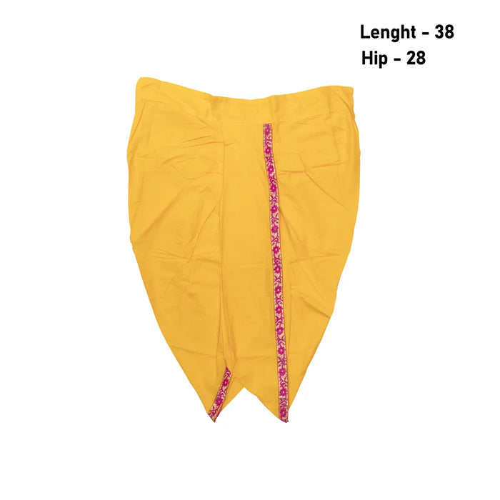 Readymade Panchakacham | Mango Yellow Colour Panchakajam/ Embroidery Border & Cotton Dhoti For Festive Occasions
