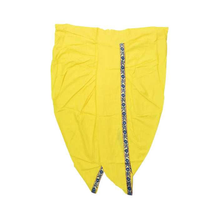 Readymade Panchakacham | Lemon Yellow Colour Panchakajam/ Embroidery Border & Cotton Dhoti For Festive Occasions