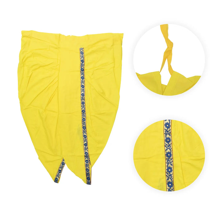 Readymade Panchakacham | Lemon Yellow Colour Panchakajam/ Embroidery Border & Cotton Dhoti For Festive Occasions