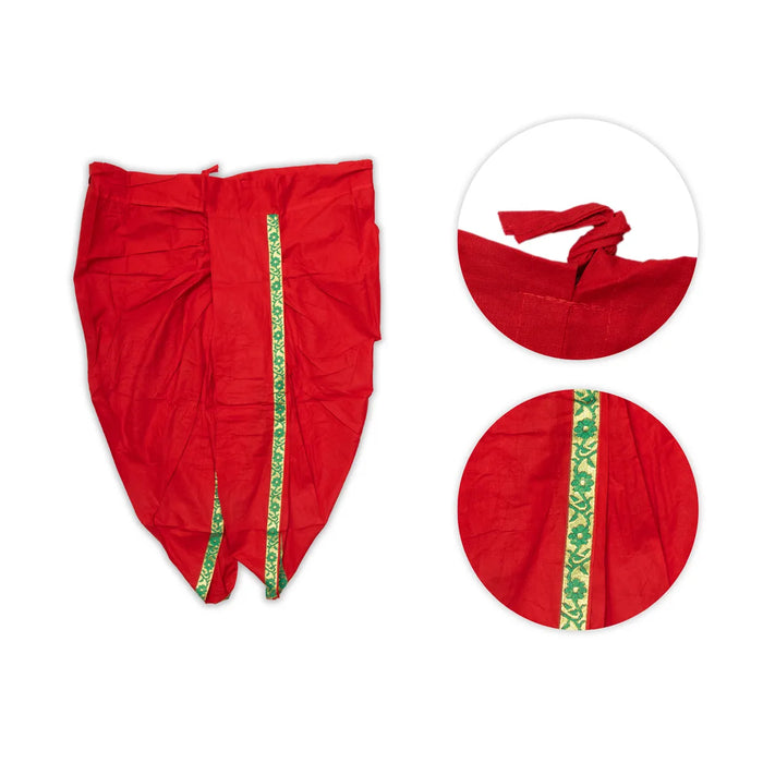 Readymade Panchakacham - 39 Inches | Cotton Panchakajam | Red Colour Traditional Wear Dhoti