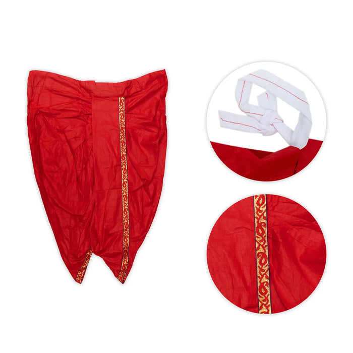 Readymade Panchakacham - 39 Inches | Cotton Panchakajam | Red Colour Traditional Wear Dhoti