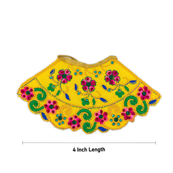 Devi Dress - 4 Inches | Mata Rani Poshak/ Lehenga Patka/ Embroidery Amman Pavadai For Deity Decor