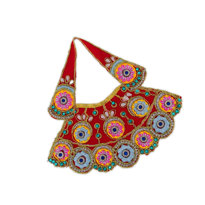 Devi Dress - 3.5 Inches | Mata Rani Poshak/ Lehenga Patka/ Embroidery Amman Pavadai For Deity Decor