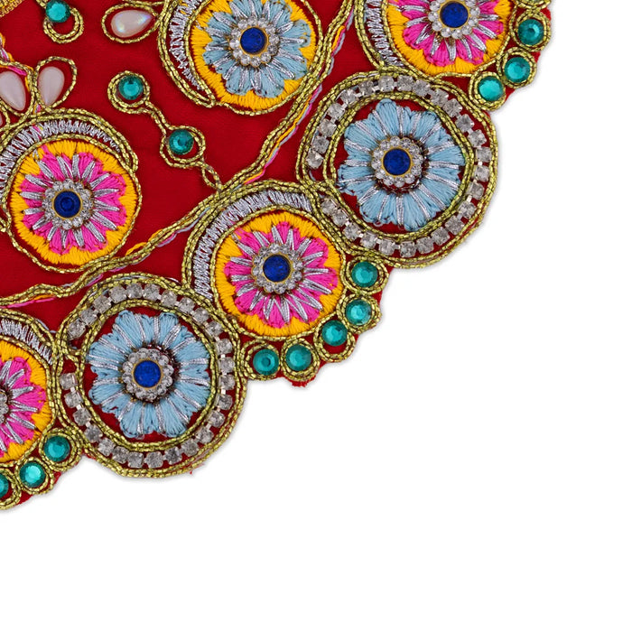 Devi Dress - 3.5 Inches | Mata Rani Poshak/ Lehenga Patka/ Embroidery Amman Pavadai For Deity Decor