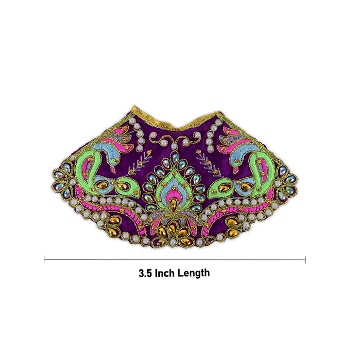 Devi Dress - 3.5 Inches | Mata Rani Poshak/ Lehenga Patka/ Embroidery Amman Pavadai For Deity Decor