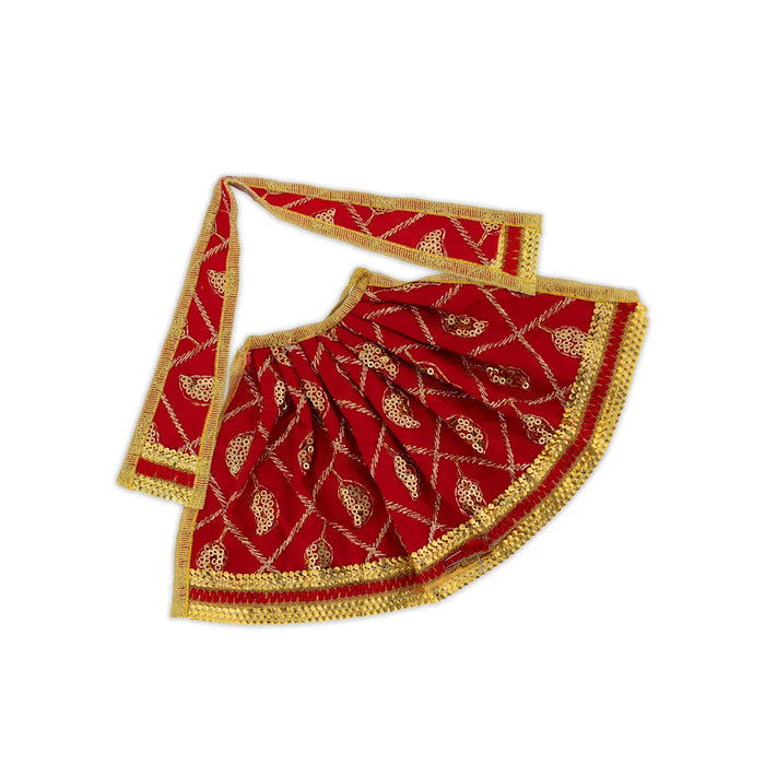 Devi Dress - 5.25 Inches | Mata Rani Poshak/ Lehenga Patka/ Embroidery Design Devi Vastra/ Assorted Colour