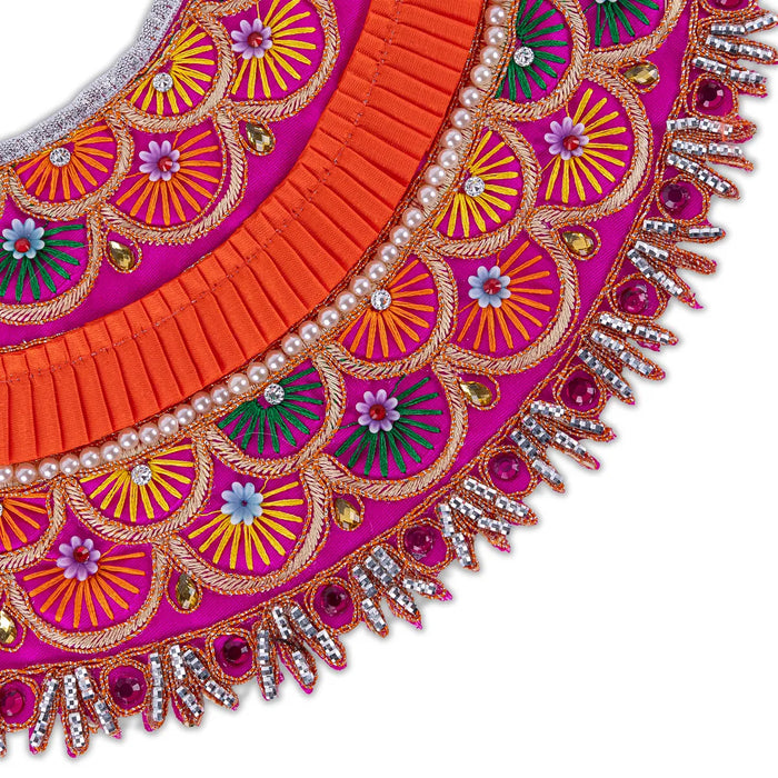 Devi Dress - 5.5 Inches | Mata Rani Poshak/ Lehenga Patka/ Embroidery Amman Pavadai For Deity Decor/ Assorted Colour