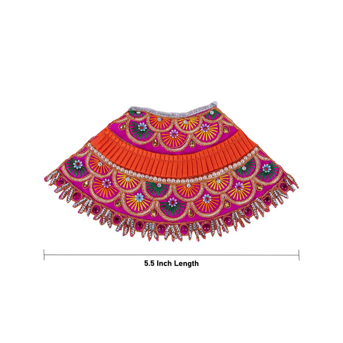 Devi Dress - 5.5 Inches | Mata Rani Poshak/ Lehenga Patka/ Embroidery Amman Pavadai For Deity Decor/ Assorted Colour