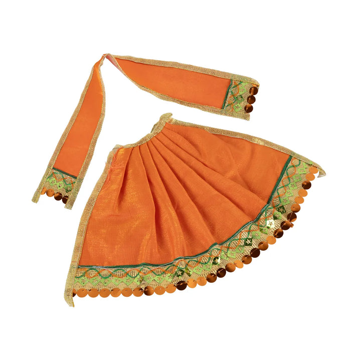 Devi Dress - 6 Inches | Mata Rani Poshak/ Lehenga Patka/ Silk Finish Amman Pavadai For Deity Decor