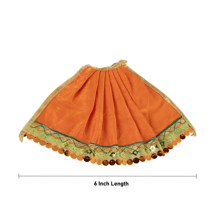 Devi Dress - 6 Inches | Mata Rani Poshak/ Lehenga Patka/ Silk Finish Amman Pavadai For Deity Decor