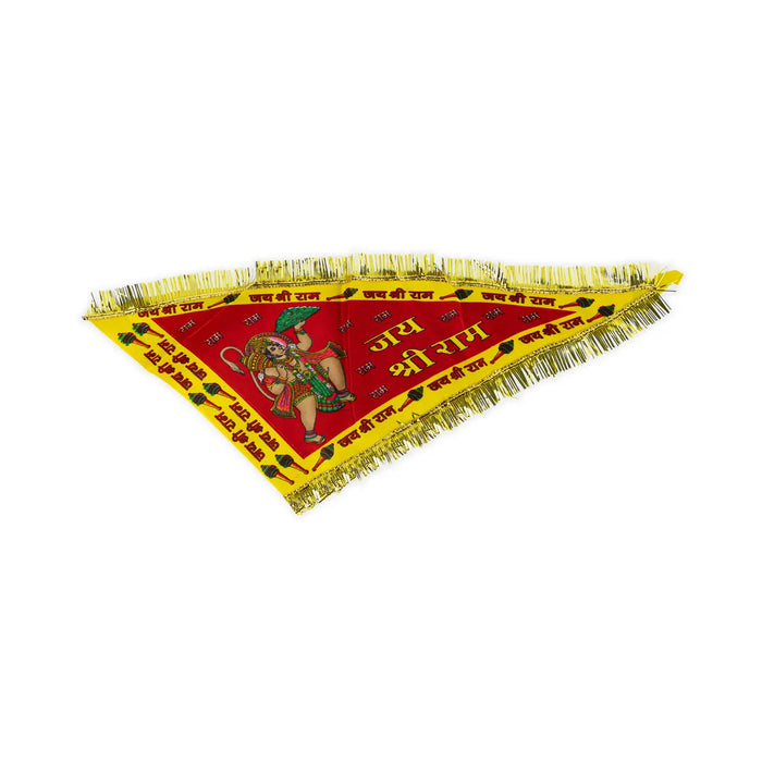 Jai Shri Ram Flag - 26 Inches | Hanuman Printed Religious Dhwaj/ Hindu Pooja Flag
