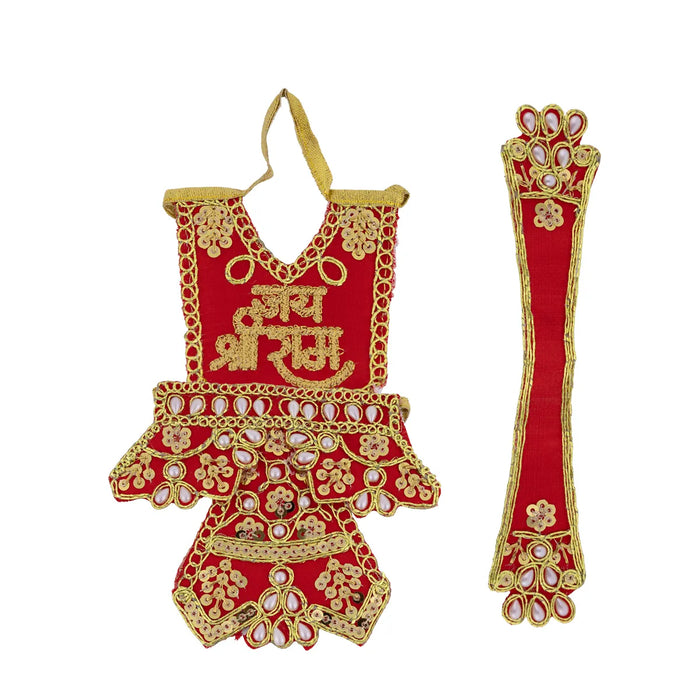 Hanuman Dress - 6 Inches | Embroidery Design Bajrang Bali Dress/ Hanuman Ji Vastra for Idol & Pooja