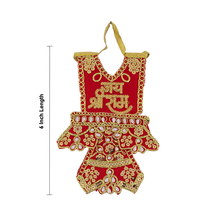 Hanuman Dress - 6 Inches | Embroidery Design Bajrang Bali Dress/ Hanuman Ji Vastra for Idol & Pooja