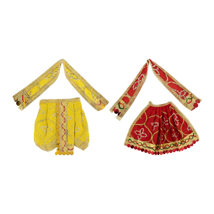 Panchakacham & Devi Dress Combo - 4.5 Inch | Traditional Yellow Panchakajam & Amman Pavadai Set For Deity