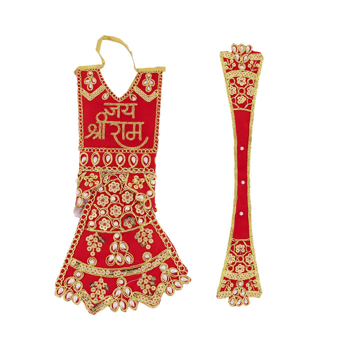 Hanuman Dress - 6 Inches | Embroidered Bajrang Bali Dress/ Hanuman Ji Vastra for Idol
