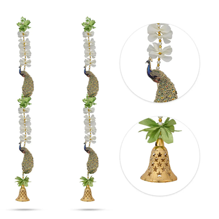 Side Toran Pair - 35 Inches | Decorative Peacock Thoran/ Flower Hanging Bandanwar For Home Entrance Decor
