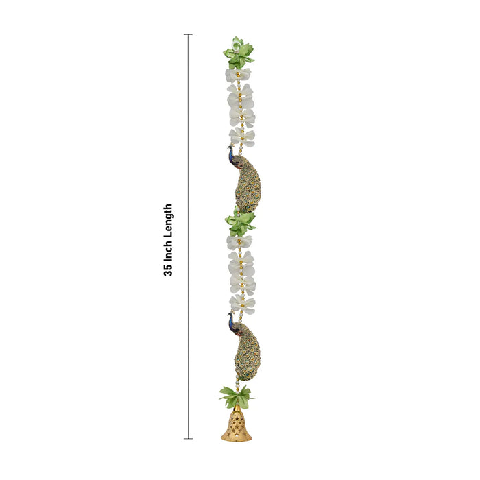 Side Toran Pair - 35 Inches | Decorative Peacock Thoran/ Flower Hanging Bandanwar For Home Entrance Decor