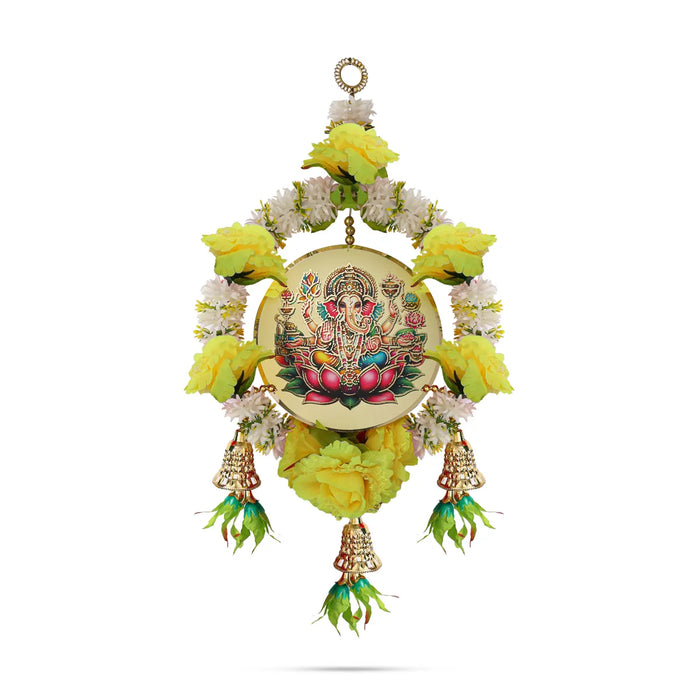 Lord Ganesha Wall Hanging - 20 Inches | Decorative Flower Hanging/ Traditional Toran For Home & Pooja Decor