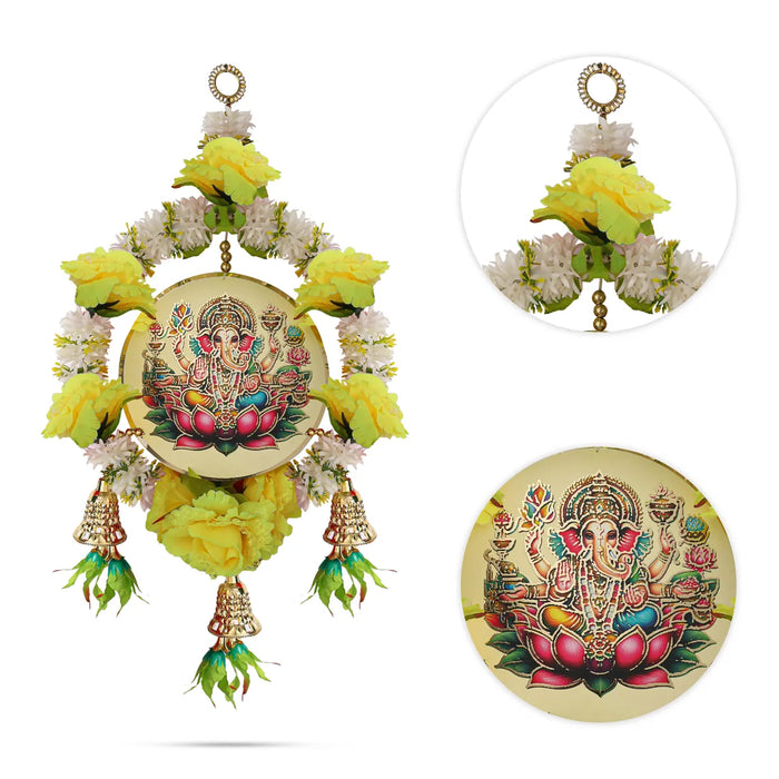Lord Ganesha Wall Hanging - 20 Inches | Decorative Flower Hanging/ Traditional Toran For Home & Pooja Decor