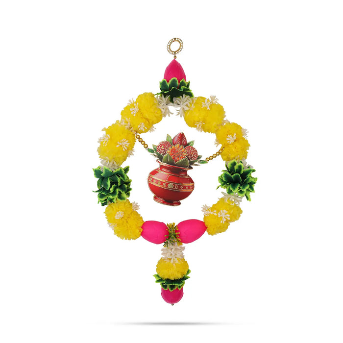 Kalash Wall Hanging - 20 Inches | Artificial Flower Decor/ Traditional Hanging for Home Entrance & Puja Decor