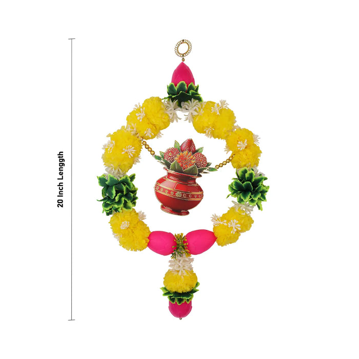 Kalash Wall Hanging - 20 Inches | Artificial Flower Decor/ Traditional Hanging for Home Entrance & Puja Decor