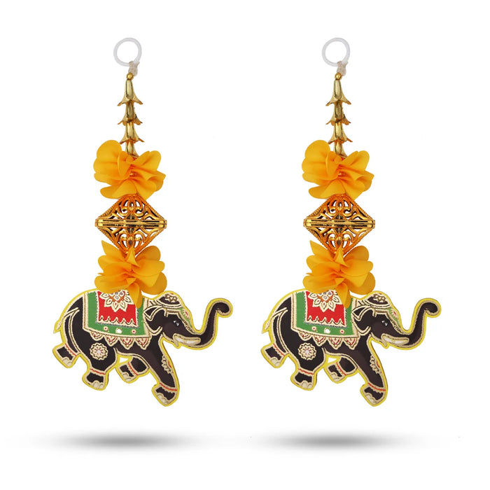Side Toran Pair - 10 Inches | Elephant Design Thoranam/ Decorative Door Hanging Bandanwar For Home Entrance