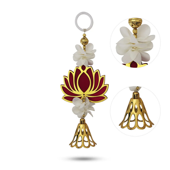 Side Toran Pair - 10.5 Inches | Lotus Motif Thoran/ Decorative Hanging Bandanwar For Home Entrance & Pooja Decor