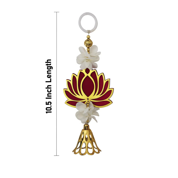 Side Toran Pair - 10.5 Inches | Lotus Motif Thoran/ Decorative Hanging Bandanwar For Home Entrance & Pooja Decor
