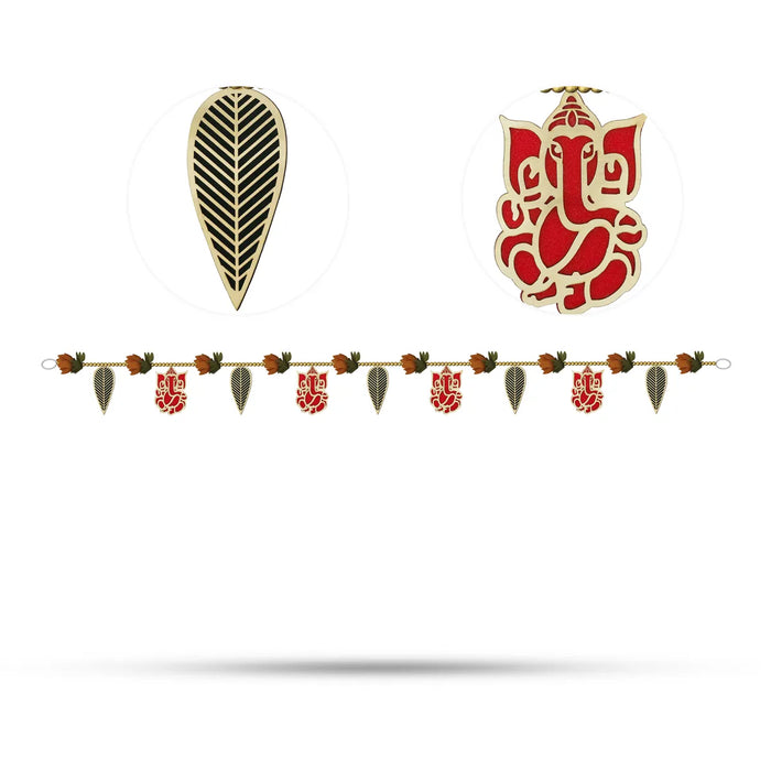 Toran - 44 Inches | Ganapati Motif Thoranam/ Traditional Leaf Design Bandhanwar For Entrance Decor