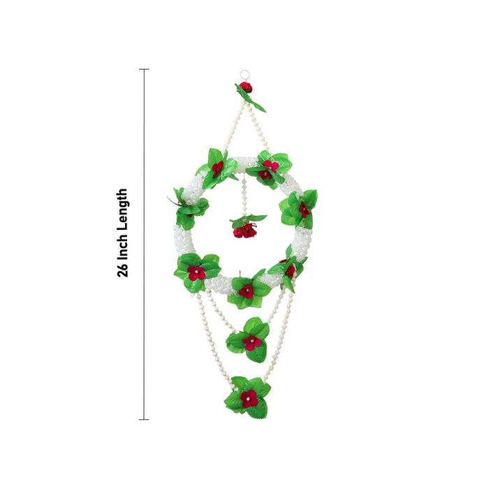 Hanging Toran - 26 Inches | Artificial Flower Thoranam/ Decorative Hanging For Home & Pooja Decor