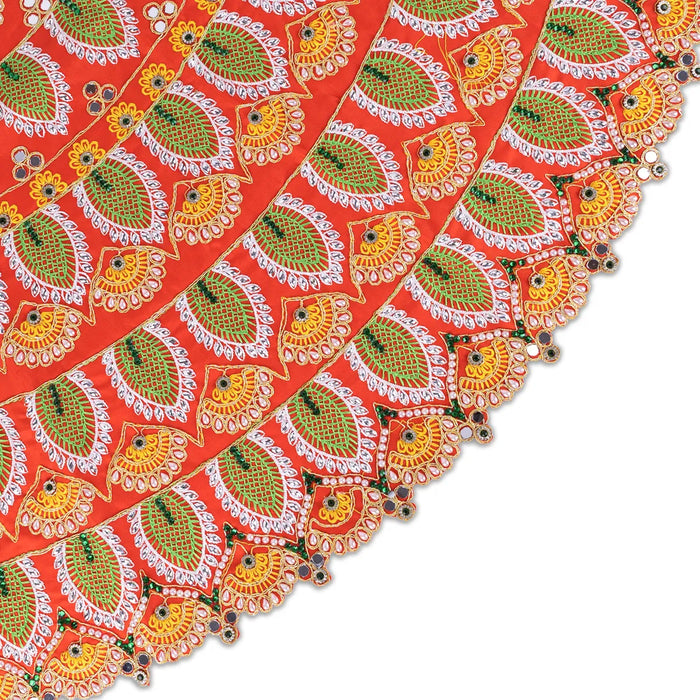 Durga Dress - 28 Inches | Mata Rani Poshak/ Lehenga Patka/ Floral Work Devi Vastra/ Amman Pavadai