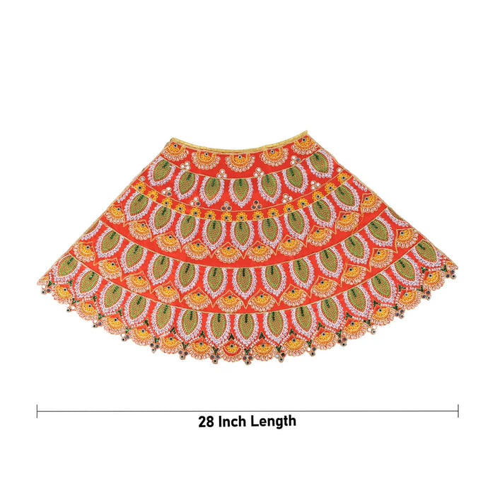 Durga Dress - 28 Inches | Mata Rani Poshak/ Lehenga Patka/ Floral Work Devi Vastra/ Amman Pavadai