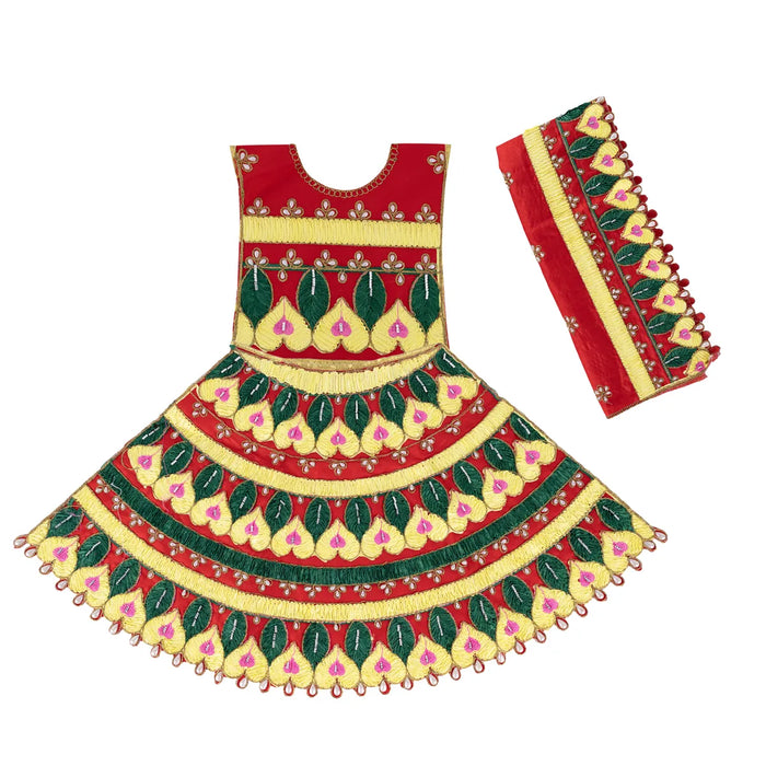 Durga Dress - 26 Inches | Embroidery Design Mata Rani Poshak/ Amman Pavadai for Deity Decor