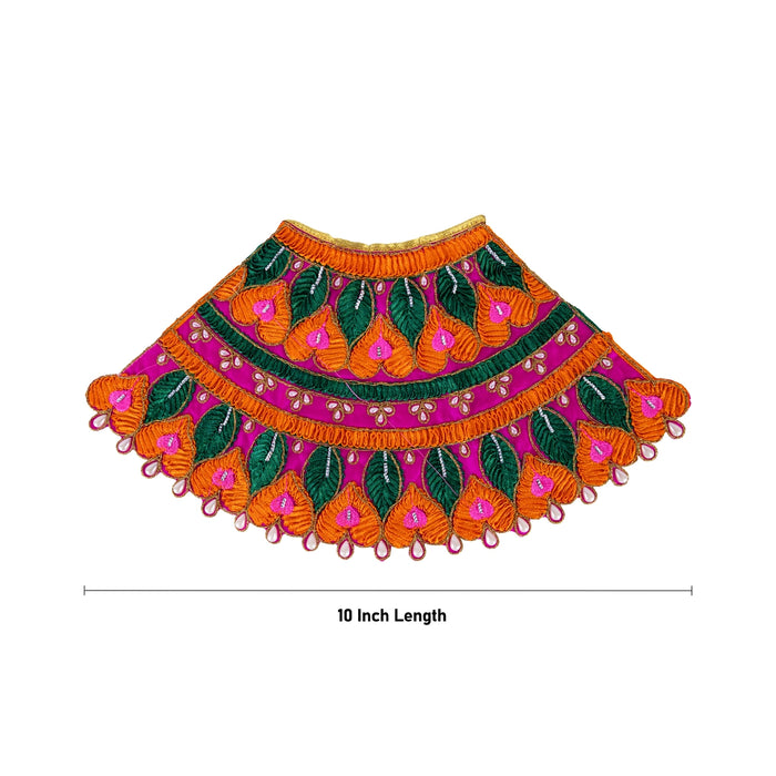 Durga Dress - 10 Inches | Embroidery Design Mata Rani Poshak/ Amman Pavadai for Deity/ Assorted Colour