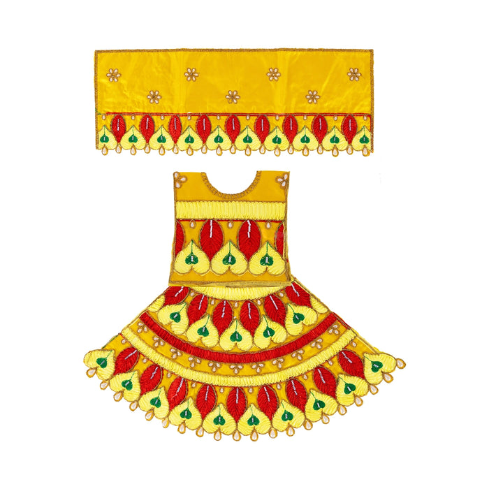 Durga Dress - 10 Inches | Embroidery Design Mata Rani Poshak/ Amman Pavadai for Deity/ Assorted Colour