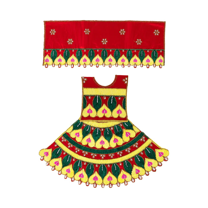 Durga Dress - 10 Inches | Embroidery Design Mata Rani Poshak/ Amman Pavadai for Deity/ Assorted Colour