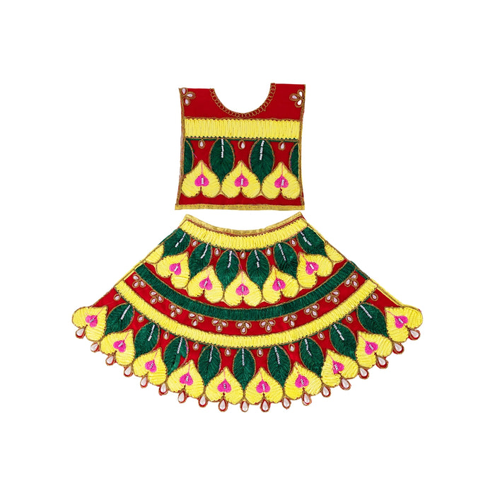 Durga Dress - 10 Inches | Embroidery Design Mata Rani Poshak/ Amman Pavadai for Deity/ Assorted Colour