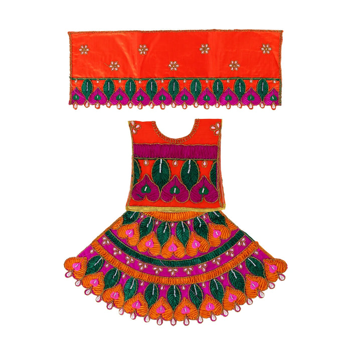 Durga Dress - 10 Inches | Embroidery Design Mata Rani Poshak/ Amman Pavadai for Deity/ Assorted Colour