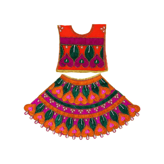 Durga Dress - 10 Inches | Embroidery Design Mata Rani Poshak/ Amman Pavadai for Deity/ Assorted Colour