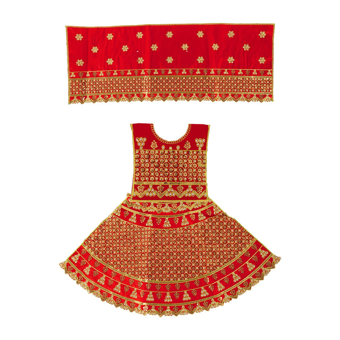 Durga Dress - 15 Inches | Mata Rani Poshak/ Amman Pavadai/ Stone & Embroidery Design/ Assorted Colour