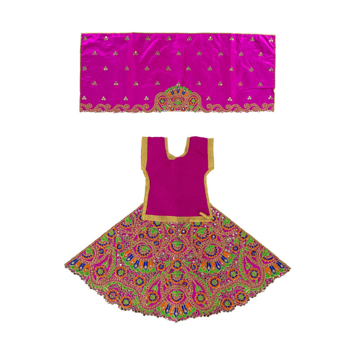 Durga Dress - 14 Inches | Traditional Design Mata Rani Poshak/ Amman Pavadai for Deity/ Assorted Colour