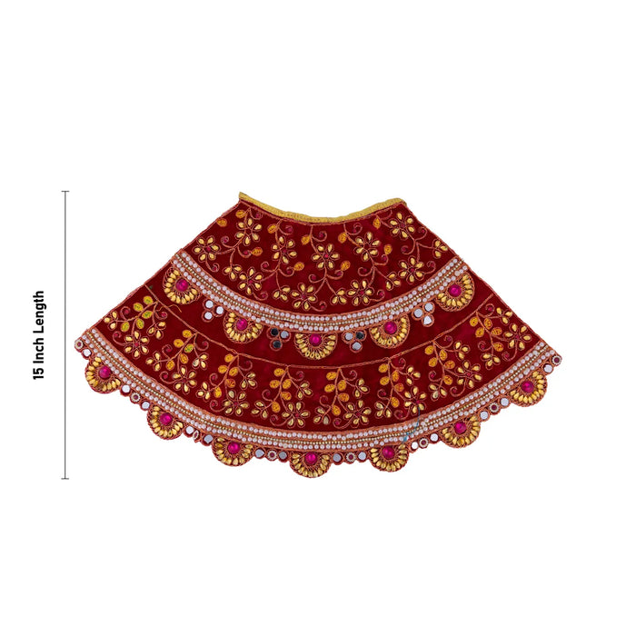 Durga Dress - 15 Inches |Lehenga Patka/ Mata Rani Poshak/ Embroidery Amman Pavadai/ Assorted Colour