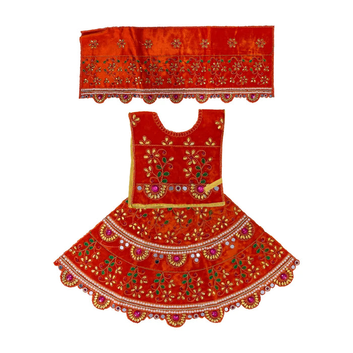 Durga Dress - 15 Inches |Lehenga Patka/ Mata Rani Poshak/ Embroidery Amman Pavadai/ Assorted Colour