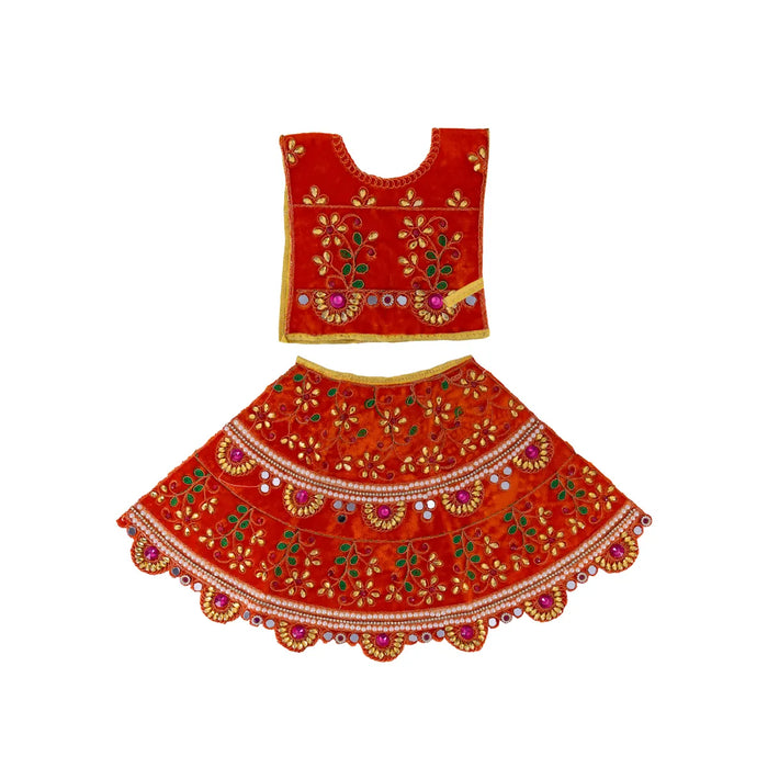 Durga Dress - 15 Inches |Lehenga Patka/ Mata Rani Poshak/ Embroidery Amman Pavadai/ Assorted Colour