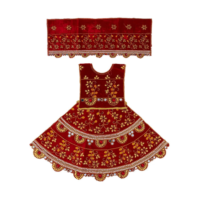 Durga Dress - 15 Inches |Lehenga Patka/ Mata Rani Poshak/ Embroidery Amman Pavadai/ Assorted Colour