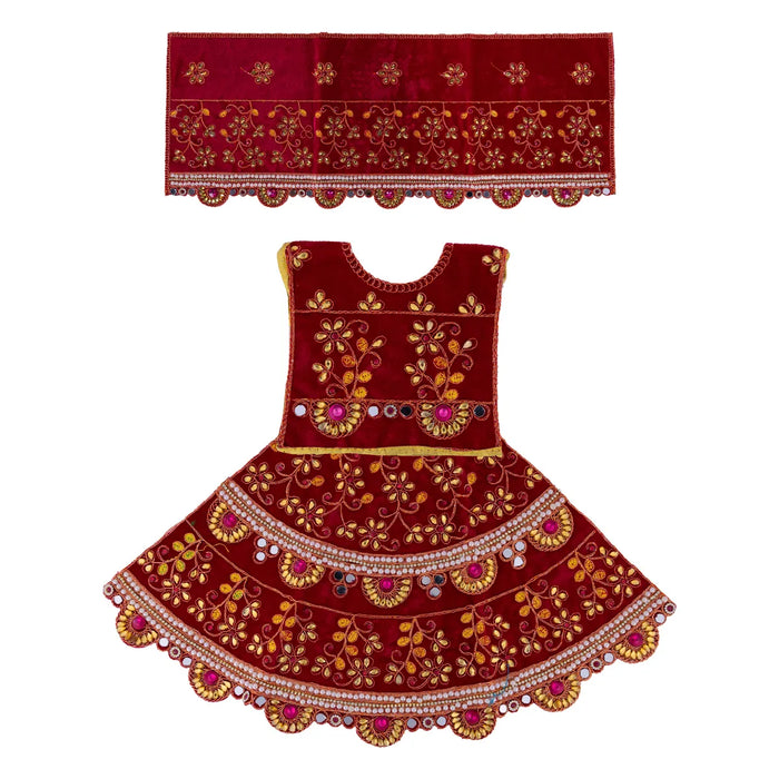 Durga Dress - 15 Inches |Lehenga Patka/ Mata Rani Poshak/ Embroidery Amman Pavadai/ Assorted Colour