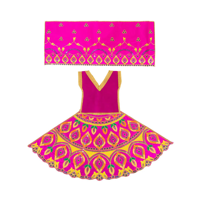 Durga Dress - 17 Inches | Embroidery Design Mata Rani Poshak/ Amman Pavadai for Deity/ Assorted Colour
