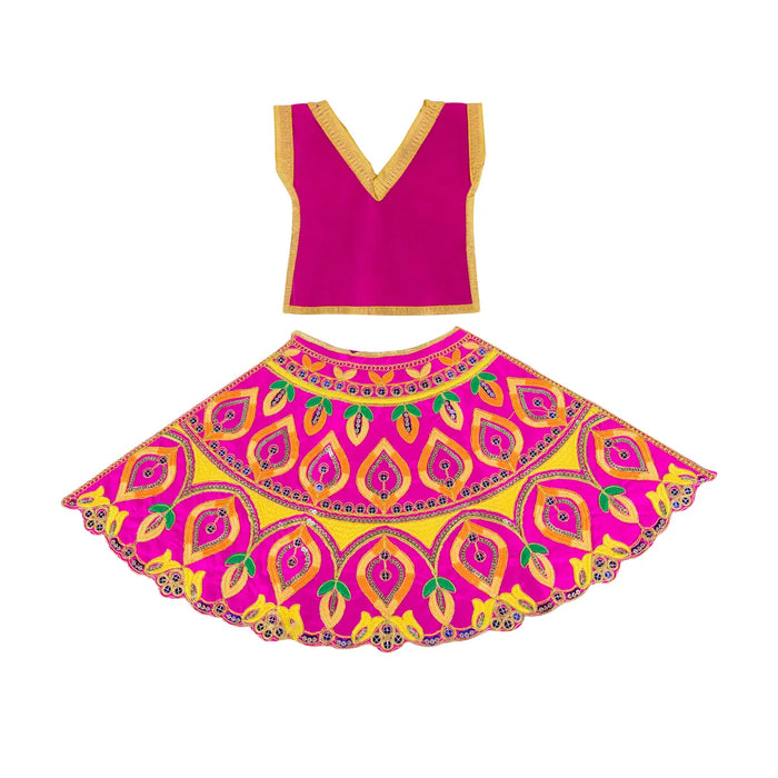 Durga Dress - 17 Inches | Embroidery Design Mata Rani Poshak/ Amman Pavadai for Deity/ Assorted Colour